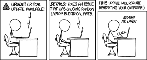 People don't even install CRITICAL updates XKCD1328